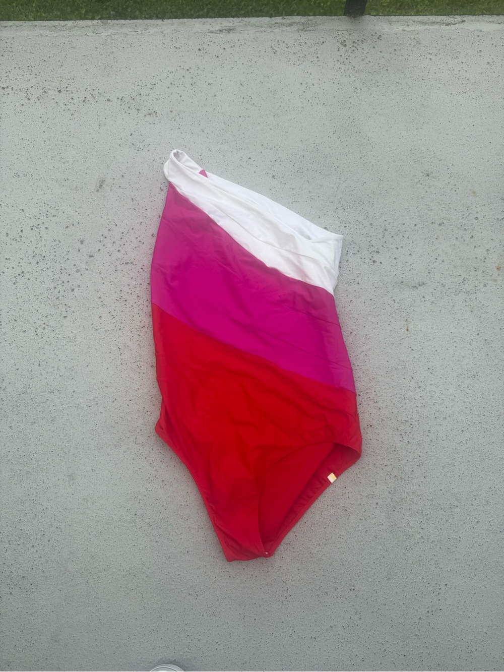 summersalt One-Shoulder Colorblock Swimsuit in Pink, Red & White